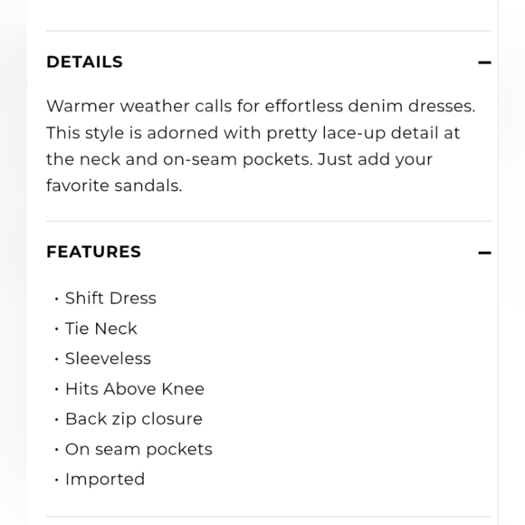 Talbots Denim Shift Dress Women Blue Chambray Lace Up Sleeveless Size 16 - Picture 3 of 10